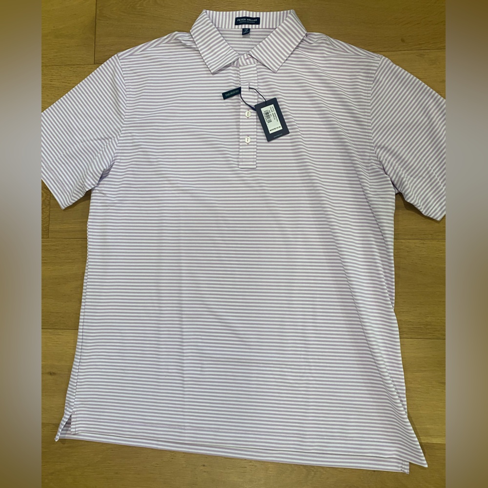 Peter Millar crown crafted lavender stripe polo size XXL tailored fit NWT